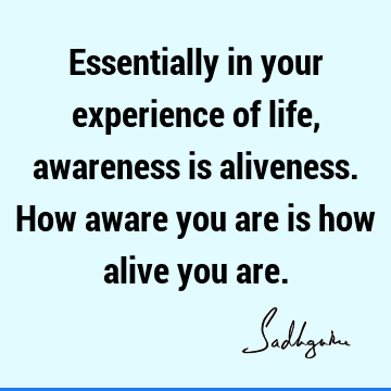 experience Quotes : Life, awareness Quote