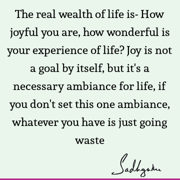  a goal by itself, but it's a necessary ambiance for life, if you don't set this one ambiance, whatever you have is just going waste : Life, experience, joy Quote